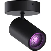 Calex Smart LED Deckenstrahler, 1-flammig rund, schwenkbar, RGB-Farben & kalt- bis warmweiß Licht, dimmbar, WLAN App- & Sprachsteuerung, Schwarz
