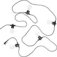 LEDKIA Set Girlande Außen 5m Schwarz + 5 LED Glühbirnen Filament E27 24V Schwarz