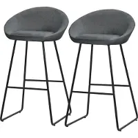 ML-Design Barhocker 2er Set Anthrazit Stoffbezug 75 cm hoch Gepolsterte Barstühle mit Metallgestell Rückenlehne & Fußstütze Küchenstühle Bistrohocker