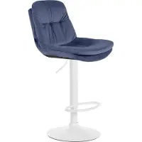 DELUKE Barhocker MITUN - Samt Blau 46x54x94 cm Weiß | Barstuhl Höhenverstellbar Mit Lehne Drehbar Tresenhocker Tresenstuhl Kneipenhocker Kneipenstuhl