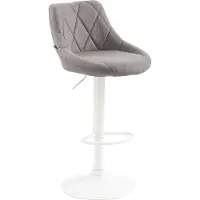 DELUKE Barhocker FALON - Stoff Grau 46x49x83 cm Weiß | Barstuhl Mit Lehne Drehbar Tresenhocker Tresenstuhl Kneipenhocker Kneipenstuhl