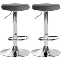 CLP 2er Set Barhocker Ponte Samt höhenverstellbar und drehbar | Farbe dunkelgrau Material Gestell Metall in Chromoptik