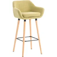 DELUKE Barhocker mit Lehne Hellgrün VILO - Stoffbezug, 99x55x46cm | Barhocker mit Lehne Tresenhocker Barstuhl Küchenhocker Thekenhocker hoher Stuhl