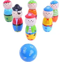 Bigjigs Holz Kegelspiel Piraten - 7-teiliges Kinderspiel