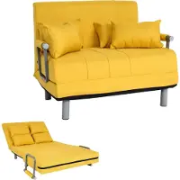 Mendler Schlafsessel HWC-K29, Klappsessel Schlafsofa Gästebett Relaxsessel, Liegefläche 186x97cm Stoff (270g/m²) gelb