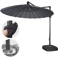 Mendler Ampelschirm HWC-A34, Sonnenschirm mit Ständer/Schutzhülle, drehbar rollbar Ø 2,8m Polyester Alu/Stahl 25kg anthrazit