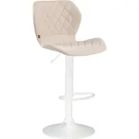 CLP Barhocker Cork Stoff höhenverstellbar und 360 Grad drehbar creme Gestell Farbe weiß