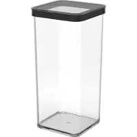 Rotho Premium Dose quadr, 1,5 l LOFT, Farbe:Transparent / Schwarz