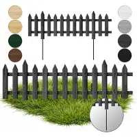 Pemicont Floranica 1 STK 100 x 20 cm Anthrazit mit Metallpfosten Gartenzaun Vorgartenzaun Steckzaun Zierzaun Lattenzaun