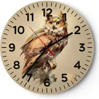 ARTTOR Wanduhr - Rund - Glasuhr - Eule Vogel Natur - 40x40cm - Schleichendes Uhrwerk - Lautlos - zum Aufhängen bereit - Dekoration Modern - Wanddekoration aus Glas - C4AR40x40-3856