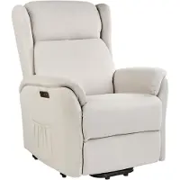 Beliani Sessel Hellbeige Samt Elektrisch Verstellbar mit Armlehnen Fußablage Relaxfunktion USB-Port Modern Relaxsessel Büro Arbeitszimmer