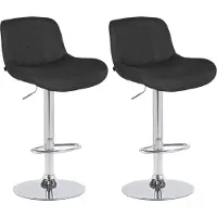 DELUKE 2er Set Barhocker PONOR - Stoff Schwarz 50x50x85 cm Silber | Barstuhl Höhenverstellbar Mit Lehne Drehbar Tresenhocker Tresenstuhl Kneipenhocker