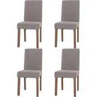 Chefgastro 4er-Set Esszimmerstuhl klassisch und zeitlos | HxBxT 90x42x50cm | Sitzhöhe 47cm | Stoff/Textil Chenille Holz | naturfarbene Beine | Hellgrau | Stuhl Küchenstuhl Hochlehner