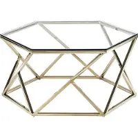 Vente-unique Couchtisch - Glas & Stahl - Goldfarben - KERIANE von Pascal MORABITO