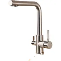 OEM Deckenmontierte Küchenarmatur mit zwei Griffen, Wasserfilter für gereinigtes Wasser, 360-Grad-Drehung, Gebürstetes Nickel/li/ul/div