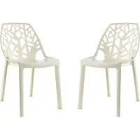 Idea New Garden Srl Set 2 transparente Stühle aus Polycarbonat mit modernem, von der Natur inspiriertem Design, robust und stapelbar, ideal für Küche, Esszimmer, Büro, Bar und Restaurant – ZELDA - Elfenbein