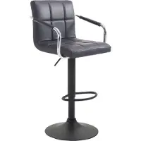 DELUKE Barhocker MINOR - Kunstleder Schwarz 54x46x91 cm Schwarz | Barstuhl Höhenverstellbar Mit Lehne Drehbar Tresenhocker Tresenstuhl Kneipenhocker