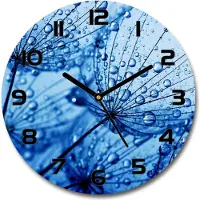 Tulup Wanduhr aus Glas 30fi Glasbild Glasuhr Gehärtetes Glas - schwarze-zeiger - Dandelion seeds