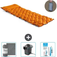 Intex Campingmatte – 1 Person – 71 x 191 x 11 cm – Orange – im Lieferumfang enthalten Spannbettuch - Pumpe en Reperaturset