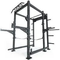 ATLETICA R8-ShockWave Power Rack | 6-Pfosten-Rack | Safeties, Dip Bar, J-Hooks, Weight Pins, Logo Plate, Pull-Up Bars, Landmine, Bar Holder