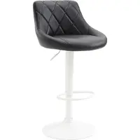 DELUKE Barhocker FALON - Kunstleder Schwarz 46x49x83 cm Weiß | Barstuhl Mit Lehne Drehbar Tresenhocker Tresenstuhl Kneipenhocker Kneipenstuhl