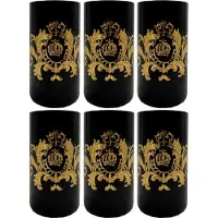 Demotex GmbH Pompöös by Casa Padrino Luxus Wasserglas Set Schwarz / Gold Ø 6,5 x H. 14,5 cm - Wassergläser mit 24 Karat Vergoldung - Pompööse Gläser designed by Harald Glööckler