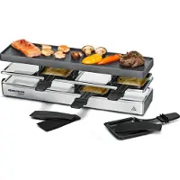 Rommelsbacher Raclette Grill RC 800 fun for 4 - 4 Pfännchen, antihaftbeschichtete Grillplatte, Parkdeck, erweiterbar auf bis zu 12 Pfännchen