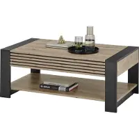 Bega Couchtisch - 107 x 60 cm - Anthrazit - Viking Eiche Nachbildung - mit Schublade