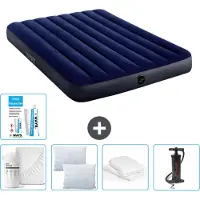 Intex Airbed - Doppelbett - 137 x 191 x 25 cm - Blau - Im Lieferumfang enthalten Spannbettuch - Küssen - Pumpe - Reperaturset en Kissenschutz