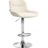 DELUKE Barhocker RAGAD - Stoff Creme 49x51x85 cm Silber | Barstuhl Höhenverstellbar Mit Lehne Drehbar Tresenhocker Tresenstuhl Kneipenhocker Kneipenstuhl