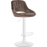 DELUKE Barhocker SEGAD - Samt Braun 47x48x85 cm Weiß | Barstuhl Mit Lehne Tresenhocker Tresenstuhl Kneipenhocker Kneipenstuhl