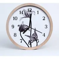 Tulup Holzuhr 20fi cm wanduhr - Blumen Blumen