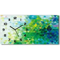 Tulup Wanduhr aus Glas – 60x30 cm - Glasbild - Glasuhr - Gehärtetes Glas - schwarze-zeiger - Abstraction Dreiecke
