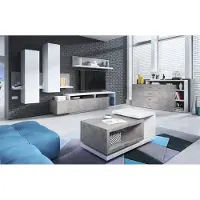 Lomadox Wohnwand inkl. Sideboard Couchtisch und LED Beleuchtung BEXLEY-83 in Beton Optik mit Absetzungen in weiß, B/H/T: ca. 300/200/45 cm