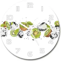 Tulup Wanduhr aus Glas 30fi Glasbild Glasuhr Gehärtetes Glas - weisse-zeiger - Kiwi and water