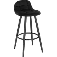 Woltu Barhocker, Barstuhl, gepolsterter Küchenhocker, mit Samtbezug, Rückenlehne und Fußstütze, Design Hocker, Tresenhocker, Thekenhocker, Sitzhöhe 70 cm, Schwarz