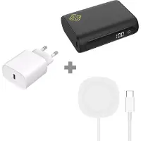 Cazy USB-C PD Powerbank 10.000mAh + 2-in-1 Magnetische Drahtloser Lade-Pad 15W + Power Delivery USB-C Ladegerät 20W, Powerbündel, Geeignet für Smartphones/Tablets