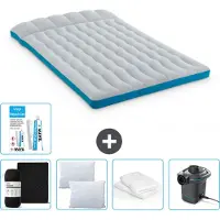 Intex Campingmatte – 2 Personen – 127 x 193 x 24 cm – Blau – im Lieferumfang enthalten Spannbettuch - Küssen - Pumpe - Reperaturset en Kissenschutz