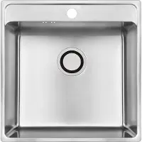 VBChome Edelstahl Einbauspüle 49x48x21 cm – Gebürsteter Inox-Stahl, Großes Becken mit Hahnloch, Küchenspüle inklusive Siphon, Robuste Edelstahlspüle