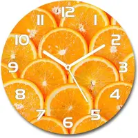 Tulup Wanduhr aus Glas 30fi Glasbild Glasuhr Gehärtetes Glas - weisse-zeiger - Orange slices