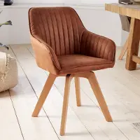 Riess Stuhl LIVORNO vintage braun Microfaser Buchenholz Beine mit Armlehnen drehbar