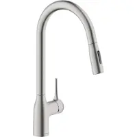 SYSTEMCERAM KeraDomo Armatur MANIA SOFT in EDELSTAHLFINISH mit herausziehbarer Handbrause /