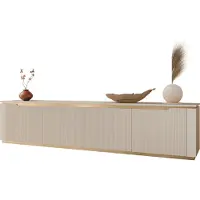 Mirjan 24 TV-Lowboard Hilafin 4K, Stilvoll Wohnzimmer, Lowboard mit vier Drehtüren (Farbe: Sandbeige + Gold)