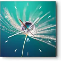 ARTTOR Wanduhr - Quadrat - Glasuhr - Pflanze Natur - 40x40cm - Schleichendes Uhrwerk - Lautlos - zum Aufhängen bereit - Dekoration Modern - Wanddekoration aus Glas - C3AC40x40-3991