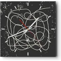 ARTTOR Wanduhr - Quadrat - Glasuhr - Modern Linie Schwarz - 30x30cm - Schleichendes Uhrwerk - Lautlos - zum Aufhängen bereit - Dekoration Modern - Wanddekoration aus Glas - C3AC30x30-4649
