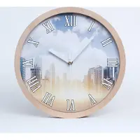 Tulup Holzuhr 25fi cm wanduhr - weiße Spitzen - Wolkenkratzer