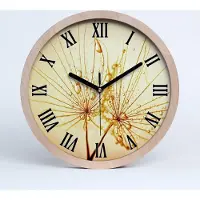 Tulup Holzuhr 20fi cm wanduhr - schwarze Spitzen - Löwenzahn Samen