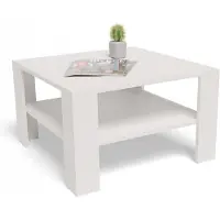 Matkam Elegante Couchtisch 68x68 cm NIEDRIG EX3, Minimalistisches Design, ideal für Wohn- und Arbeitsräume, einfache Montage (Weiß)