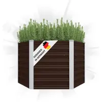DELUKE 6-eckiges Hochbeet für Garten NOA Braun | 129x129x77cm | Verzinkter Stahl | Wetterfest | Gartenbeet Kräuterbeet Blumenbeet Beet hoch Frühbeet für Garten Gemüsebeet
