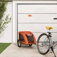 vidaXL "im Angebot" Fahrradanhänger für Haustiere - mit Wetterfester Bezug - für Haustiere - mit Wetterfester Bezug - Orange Oxford-Gewebe und Eisen - Fahrradanhänger CC25208